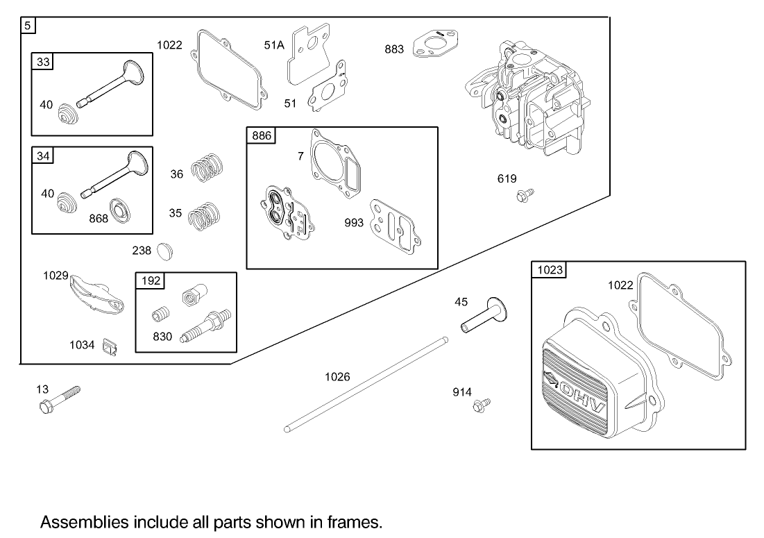 Cylinder Head Assembly Briggs and Stratton Model 122602-0111-E1
