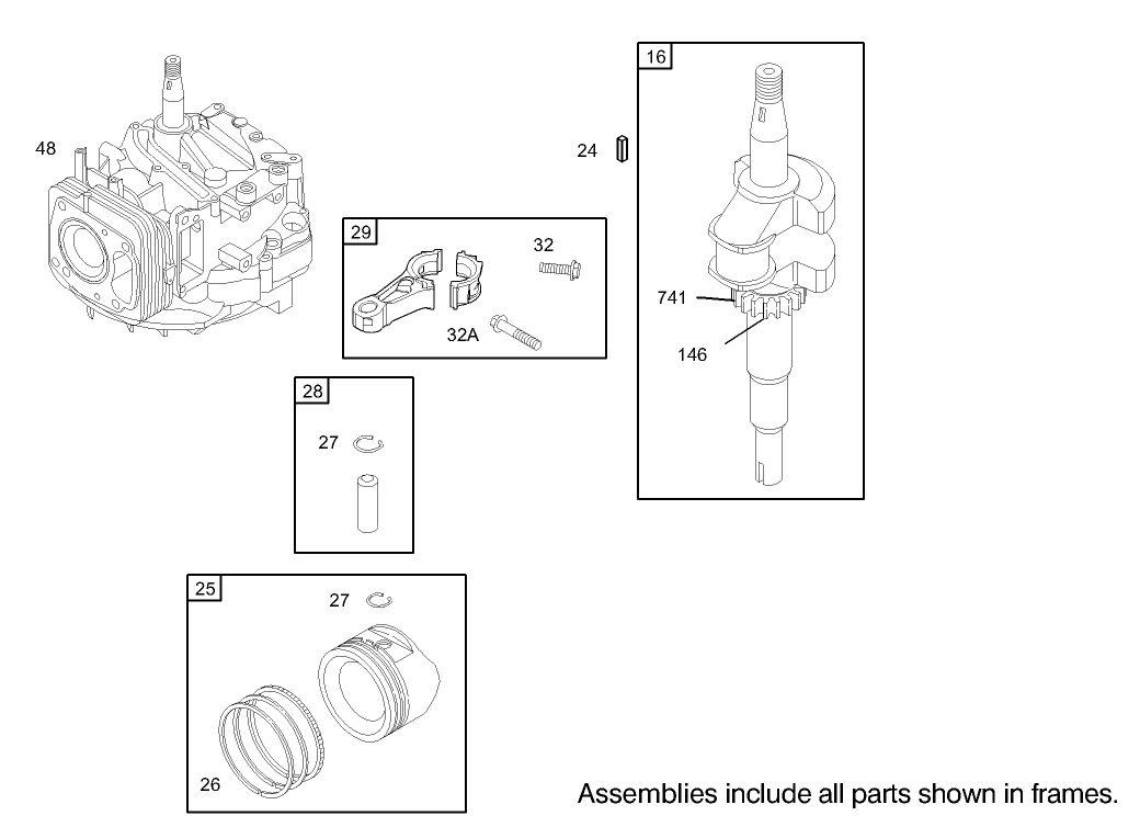 Crankshaft Assembly Briggs and Stratton Model 122607-0118-E1