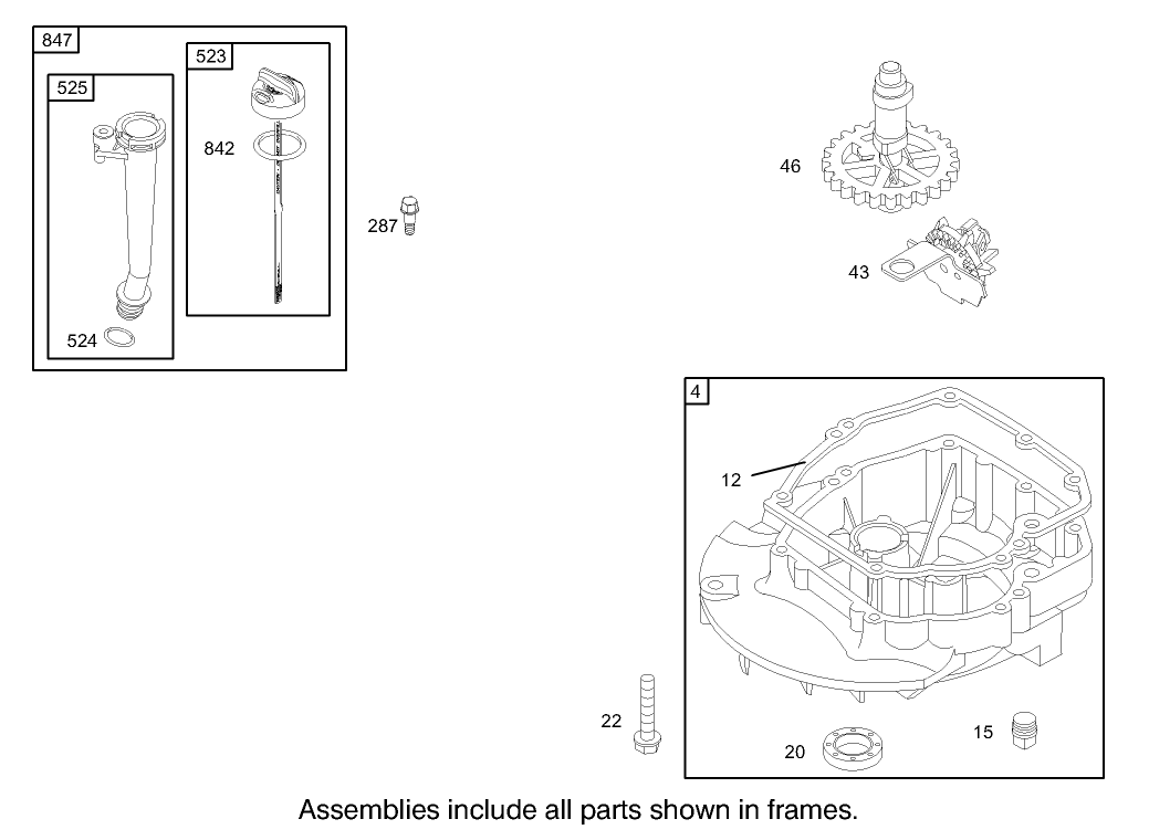 Crankcase Assembly Briggs and Stratton Model 122607-0118-E1