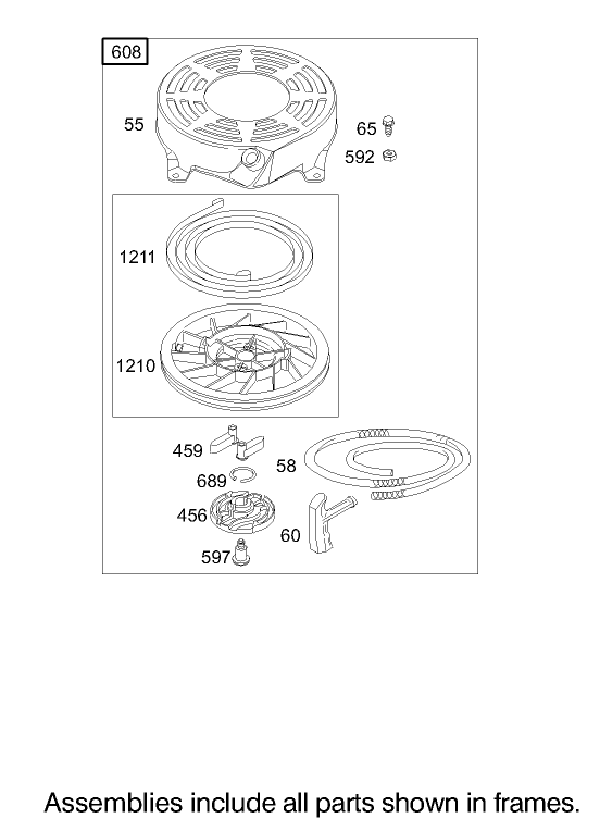 Starter Assembly Briggs and Stratton Model 122607-0118-E1