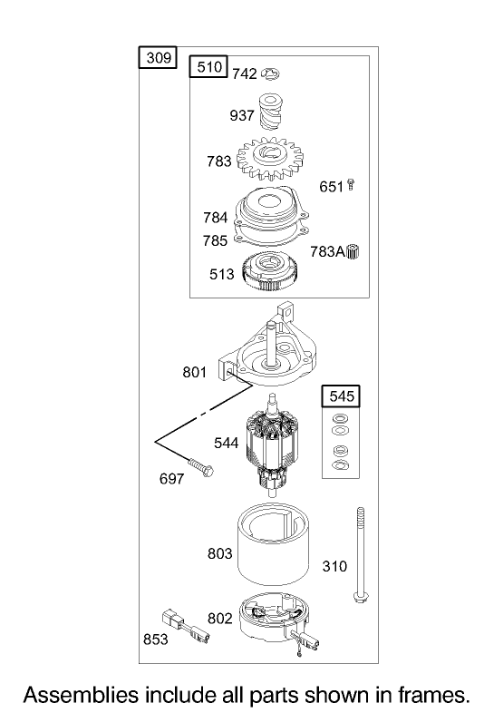 Starter Assembly Briggs and Stratton Model 122607-0118-E1