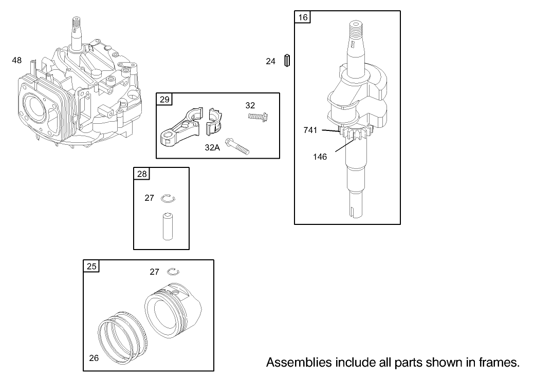 Crankshaft Assembly Briggs and Stratton Model 122607-0116-E1