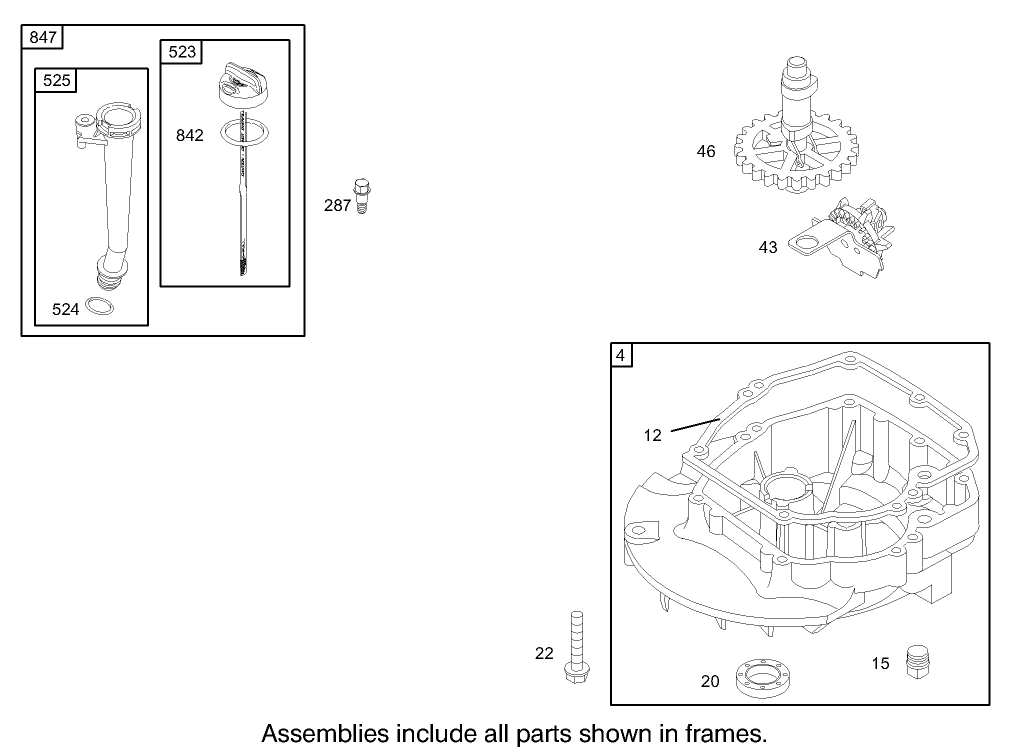 Crankcase Assembly Briggs and Stratton Model 122607-0116-E1