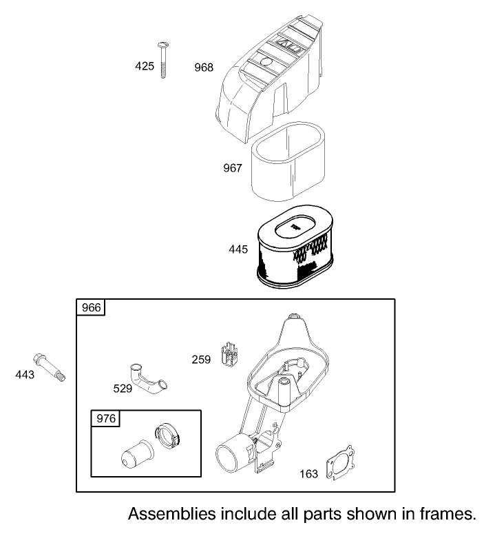 Air Cleaner Assembly Briggs and Stratton Model 122607-0116-E1