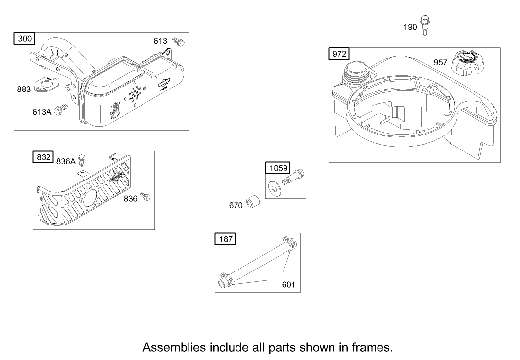 Muffler and Fuel Tank Assembly Briggs and Stratton Model 122607-0116-E1