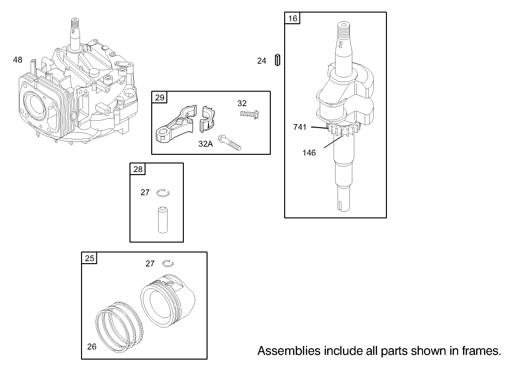 Crankshaft Assembly Briggs and Stratton Model 122602-0120-E1