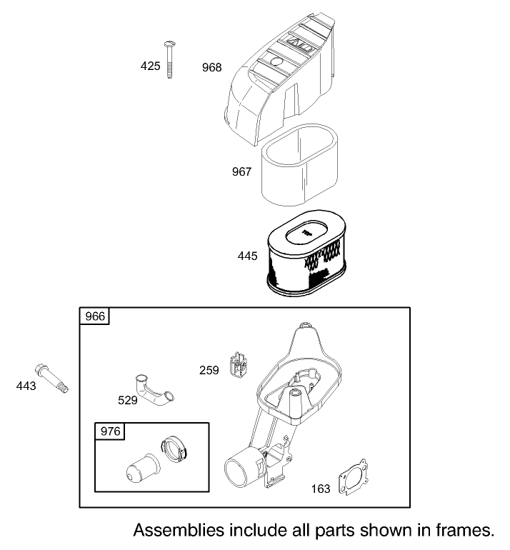 Air Cleaner Assembly Briggs and Stratton Model 122602-0120-E1