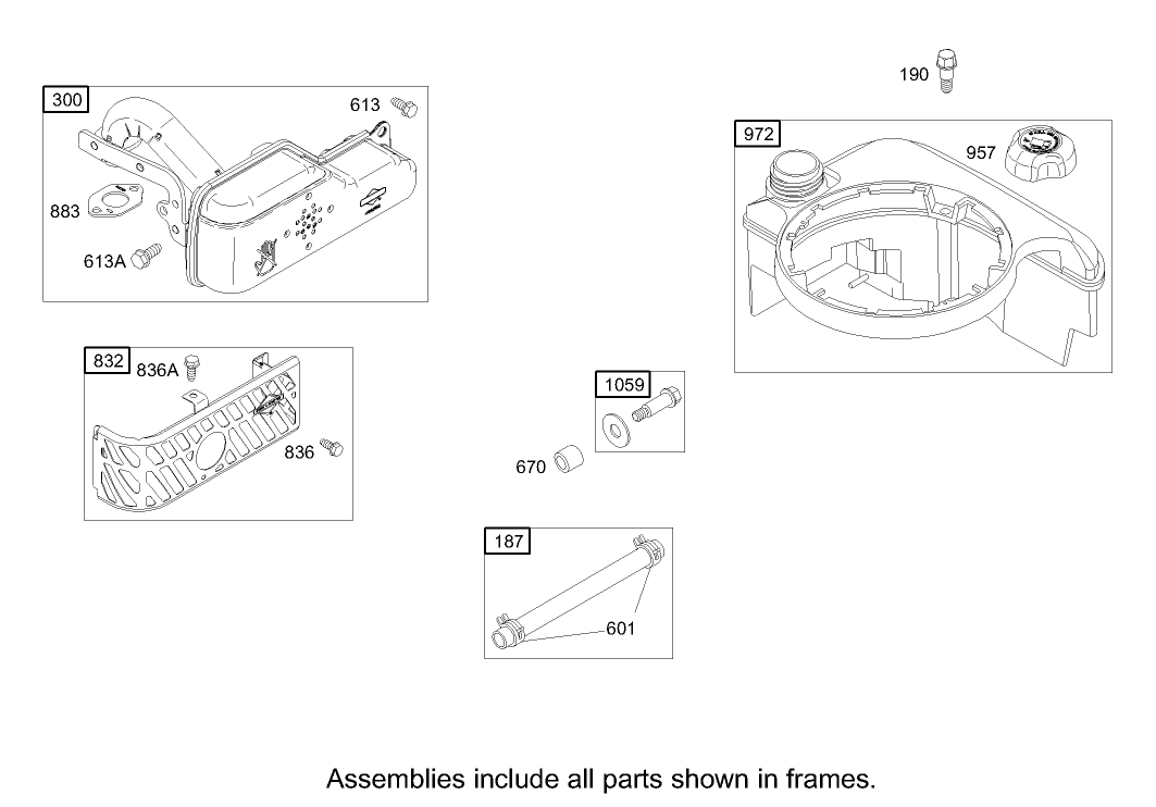 Muffler and Fuel Tank Assembly Briggs and Stratton Model 122602-0120-E1