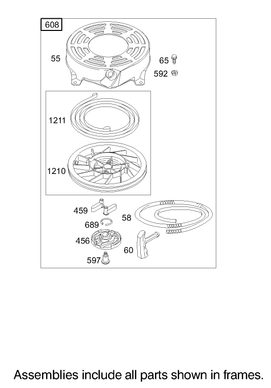 Starter Assembly Briggs and Stratton Model 122602-0120-E1