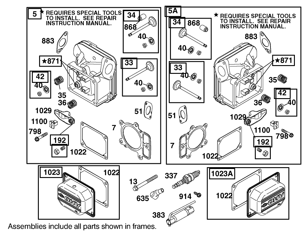 Cylinder Head Assembly Engine Briggs and Stratton Model 406777-0157-E1