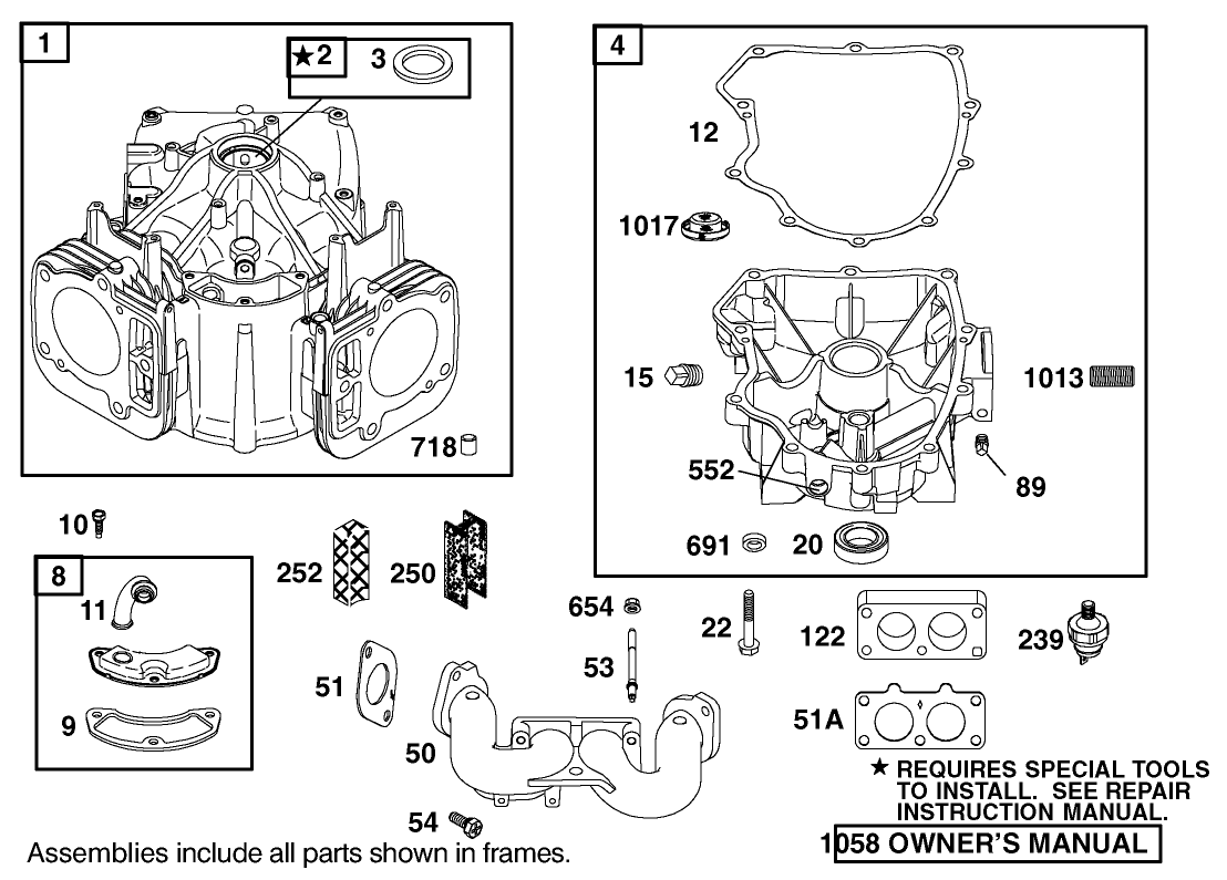 Cylinder Assembly Engine Briggs and Stratton Model 406777-0157-E1