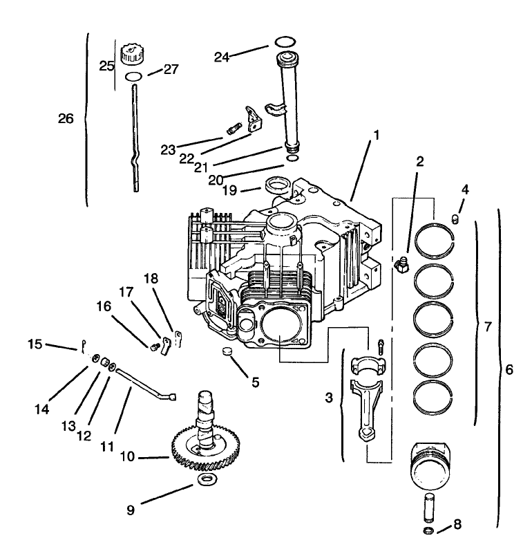 Group 2-Crankcase Assembly Kohler Model No. CV20S-65531 and CV20S-65532