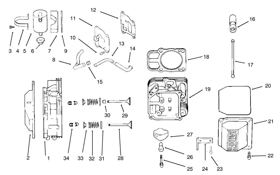Group 4-Head/Valve/Breather Assembly Kohler Model No. CV20S-65531 and CV20S-65532