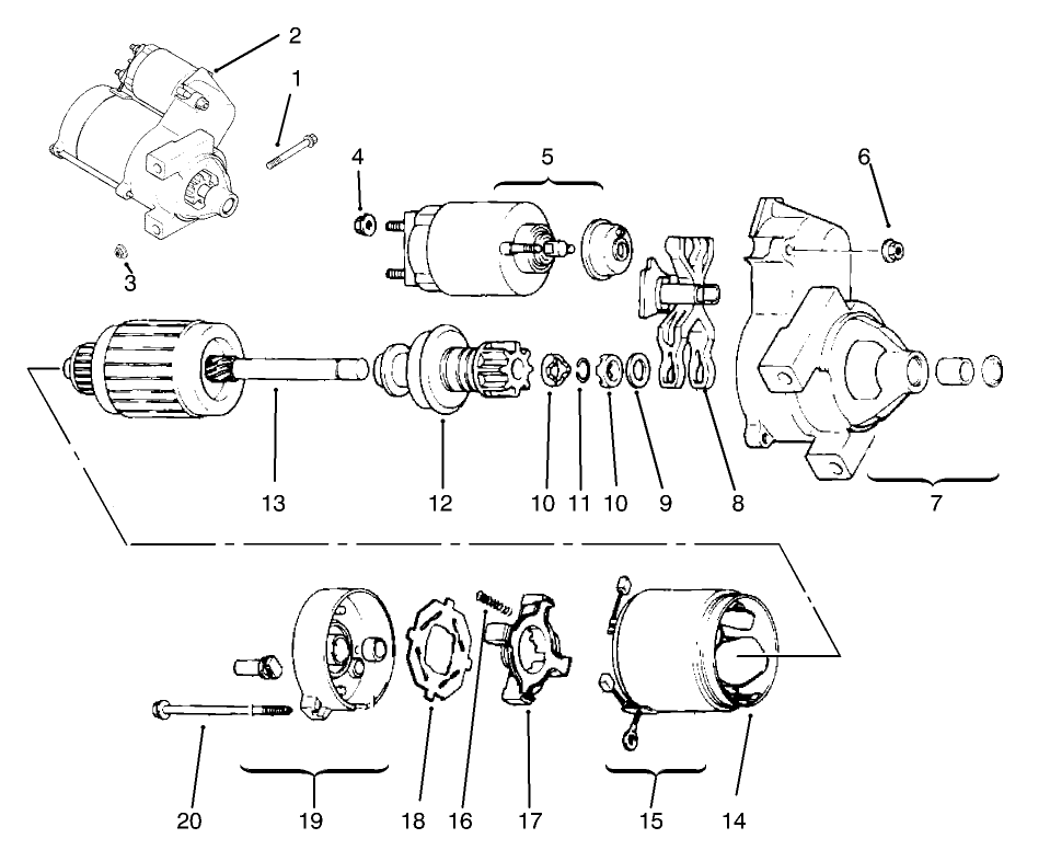 Group 7-Starter Assembly Kohler Model No. CV20S-65531 and CV20S-65532