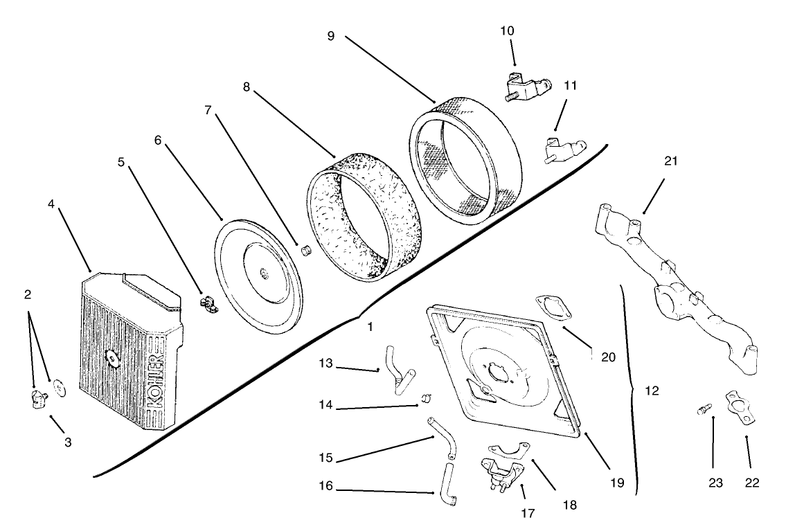 Group 10-Air Intake/Filtration Assembly Kohler Model No. CV20S-65531 and CV20S-65532