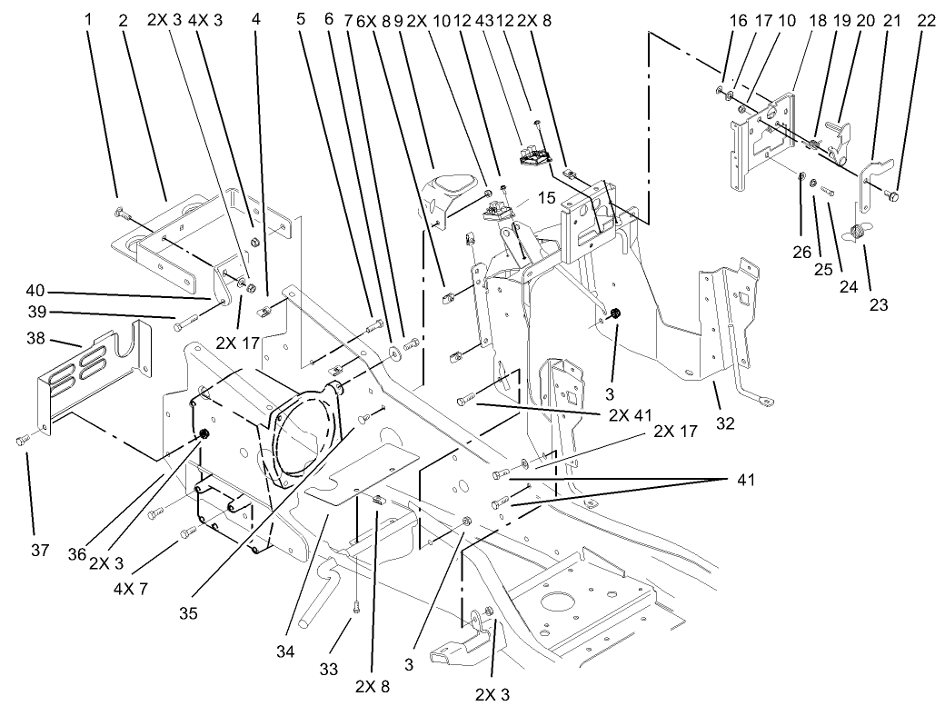 Steering Tower and Fuel Tank Support Assembly