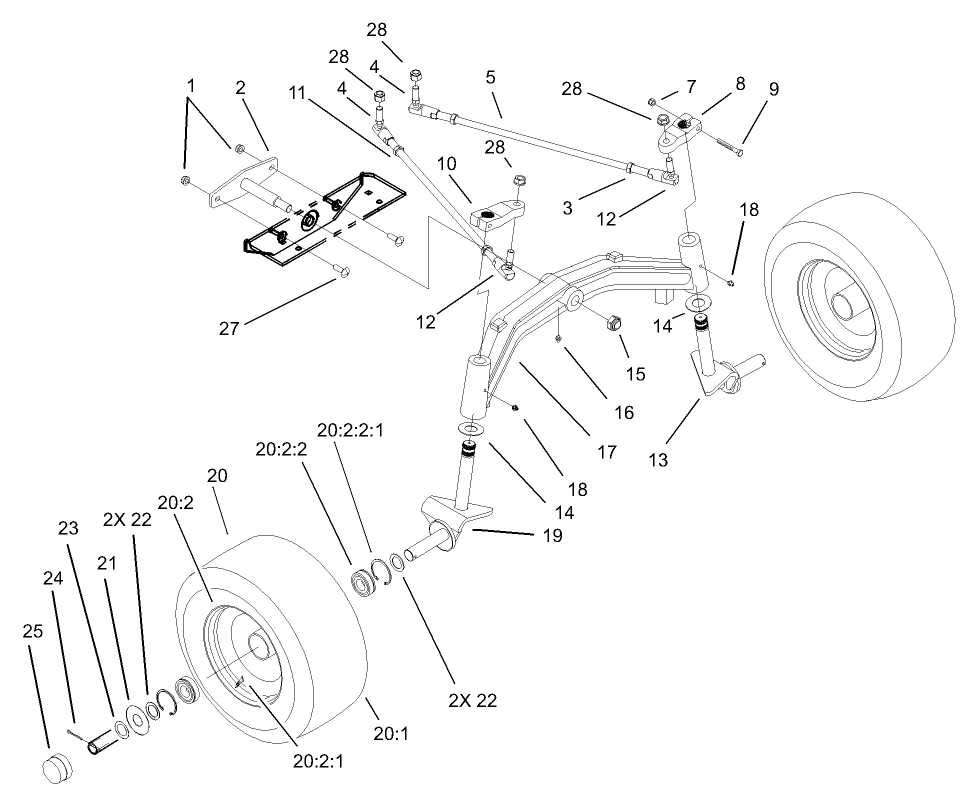 Tie Rod, Spindle and Front Axle Assembly
