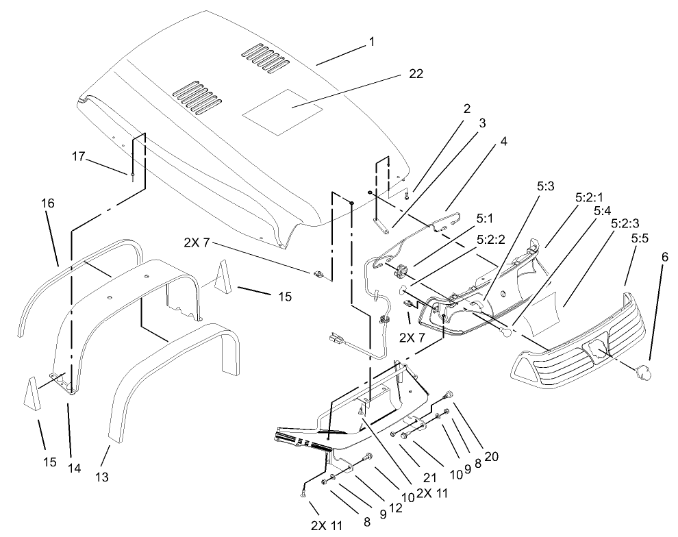 Hood and Headlight Assembly