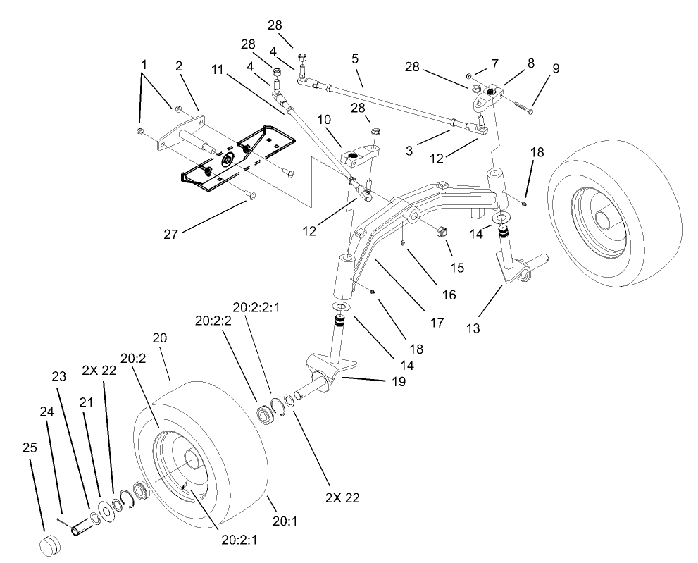 Tie Rod, Spindle & Front Axle Assembly