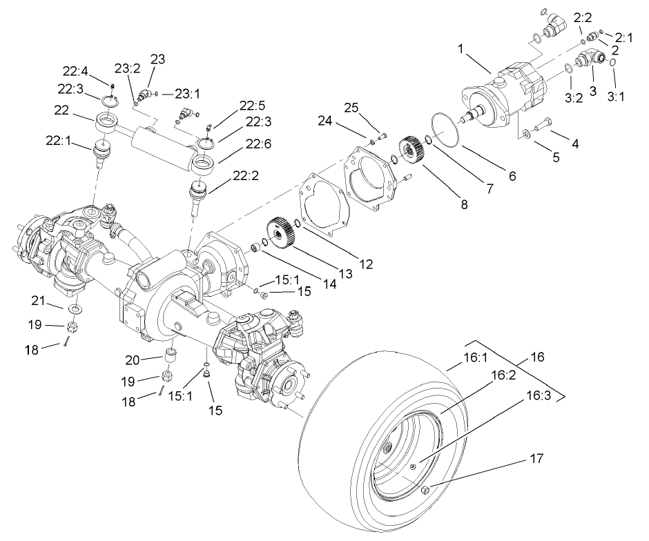 Rear Axle and Tire Assembly