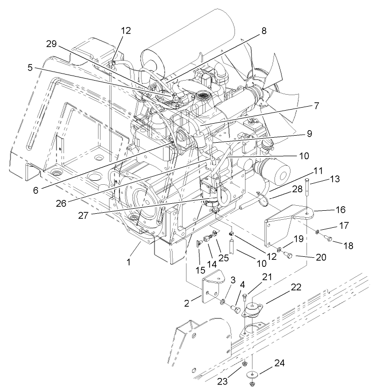Engine and Mount Assembly