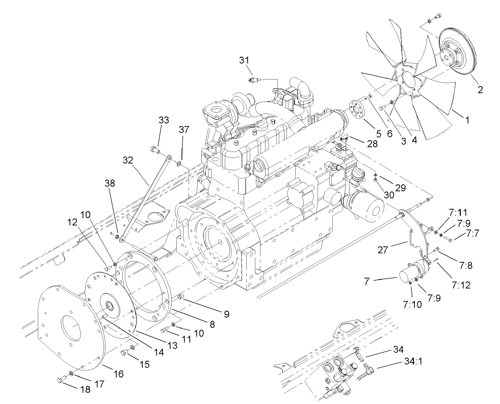 Fan Drive and Flywheel Assembly