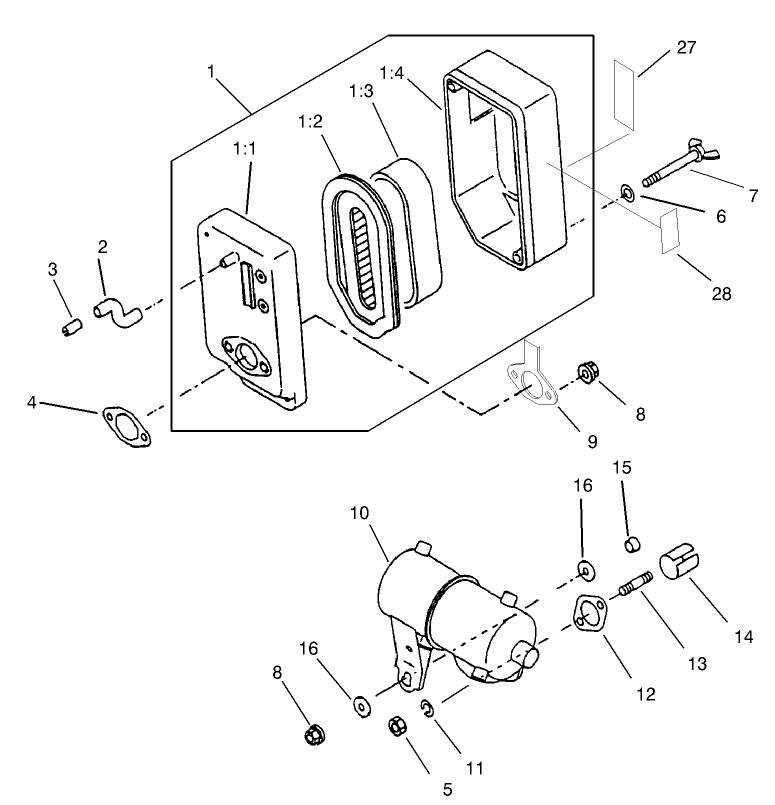 Air Filter and Muffler Assembly