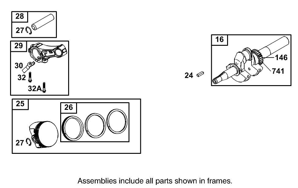 Crankshaft Assembly  Engine Briggs and Stratton Model 126402-0245-E1