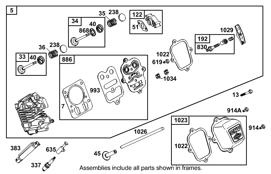 Cylinder Head Assembly  Engine Briggs and Stratton Model 126402-0245-E1