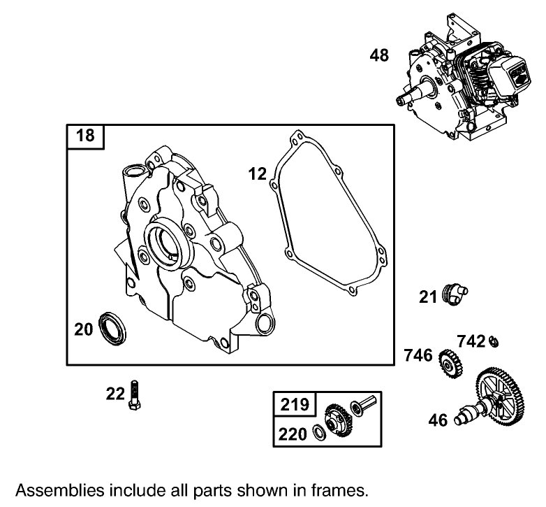 Crankcase Assembly Engine Briggs and Stratton Model 126402-0245-E1