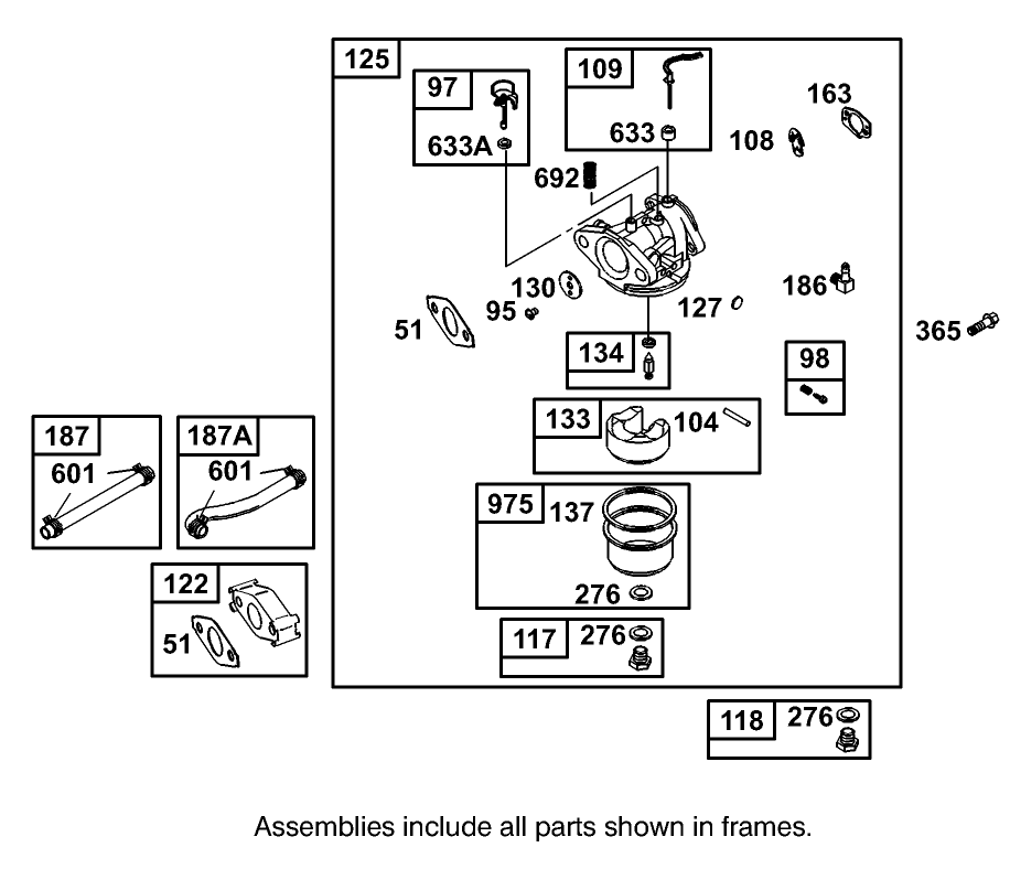 Carburetor Assembly Engine Briggs and Stratton Model 126402-0245-E1