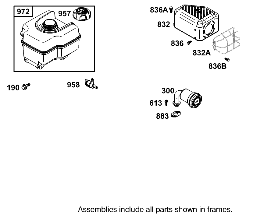 Muffler and Fuel Tank Assembly  Engine Briggs and Stratton Model 126402-0245-E1