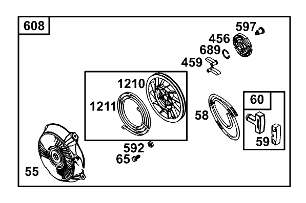 Starter Assembly Engine Briggs and Stratton Model 126402-0245-E1
