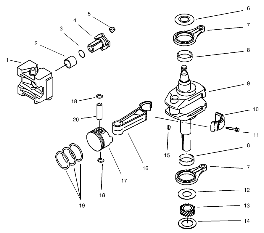 Piston/Crankshaft Crankcase Assembly Kawasaki FB460V-MS14