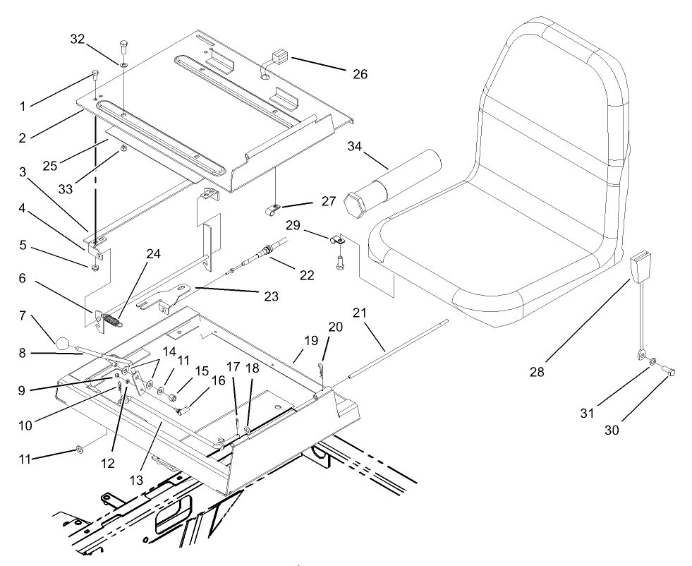 Throttle and Seat Frame Assembly