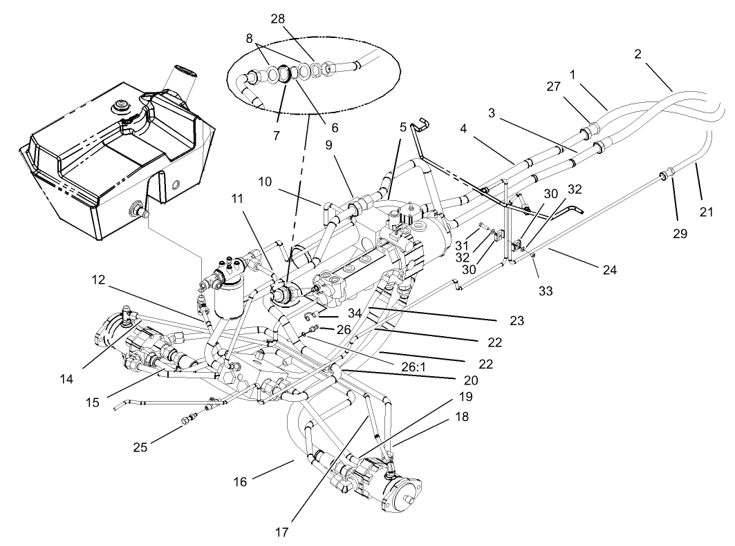 Traction Hydraulic Line Assembly