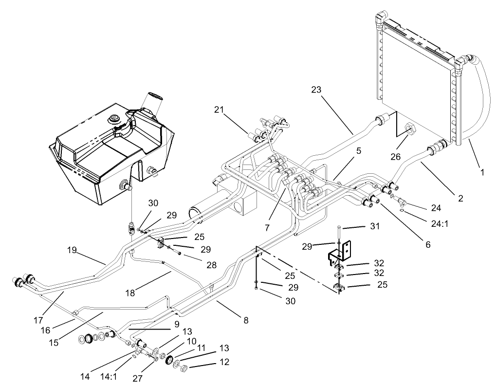 Mow Block Hydraulic Line Assembly