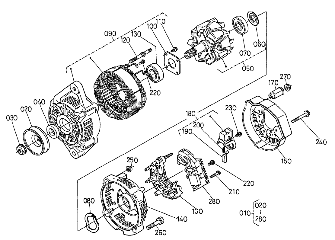 Alternator Component Parts Assembly