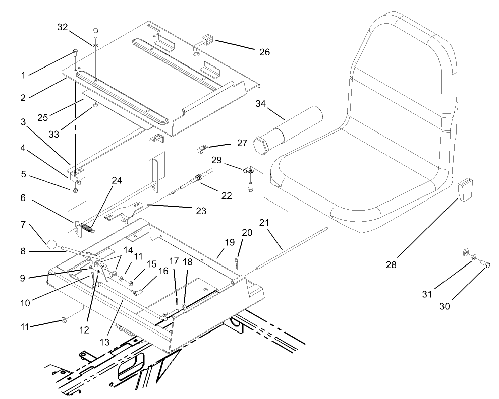 Throttle and Seat Frame Assembly