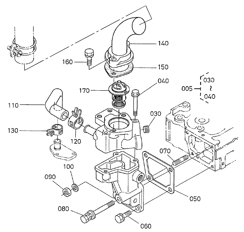 Water Flange and Thermostat Assembly