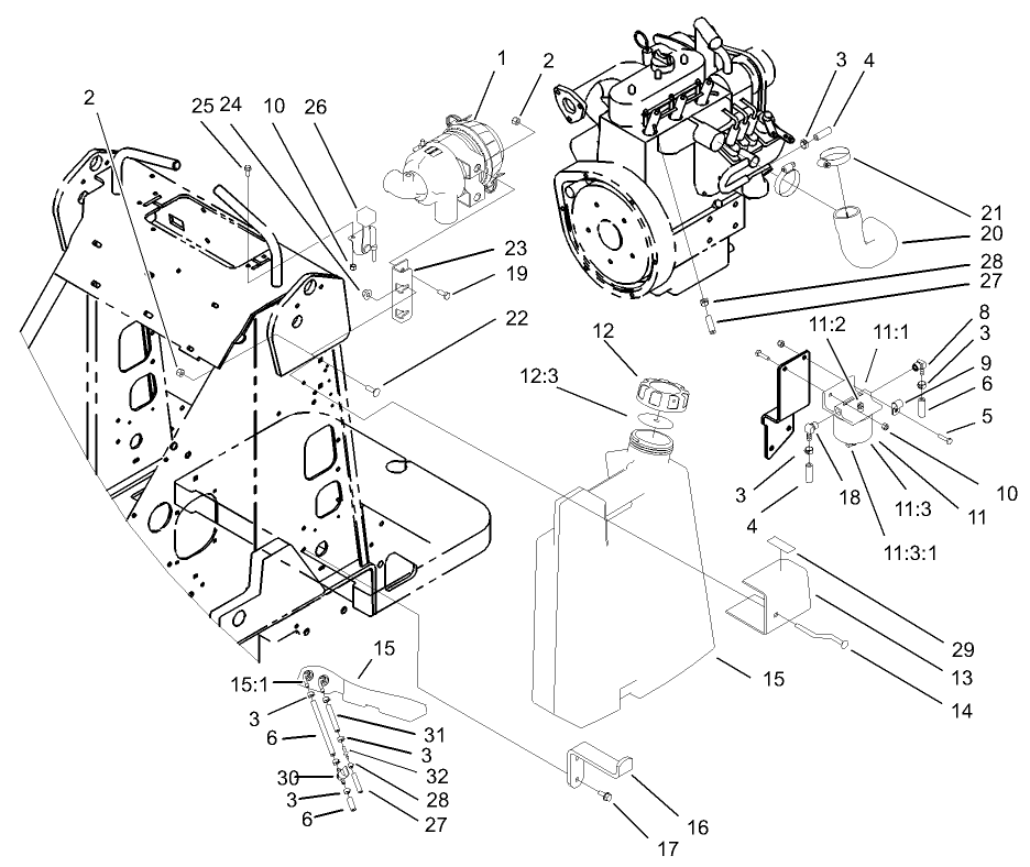 Fuel Tank and Air Filter Assembly