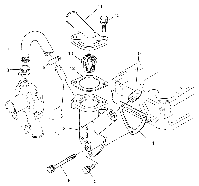 Water Flange and Thermostat Assembly