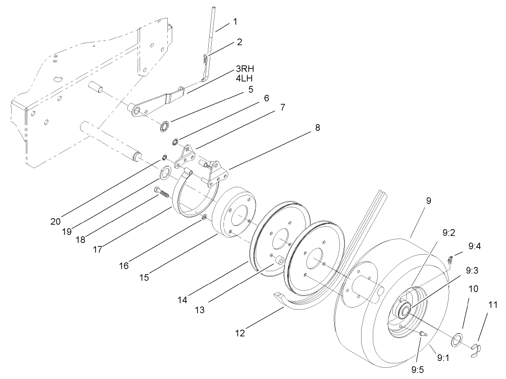Brake, Wheel Pulley and Wheel Assembly