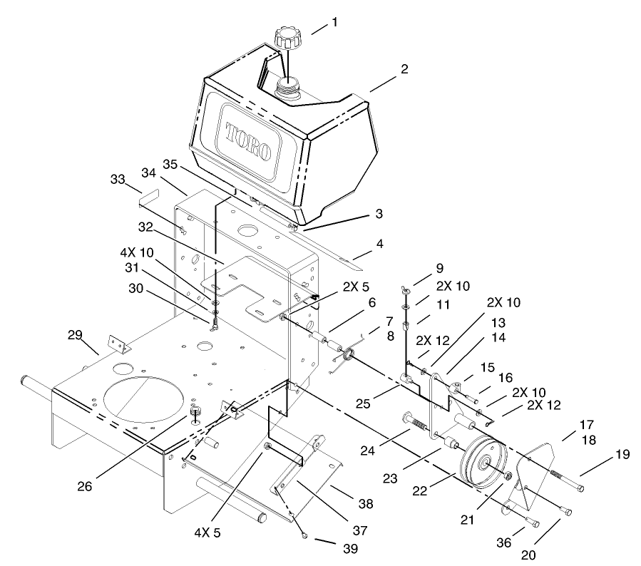 Fuel Tank and Idler Bracket Assembly