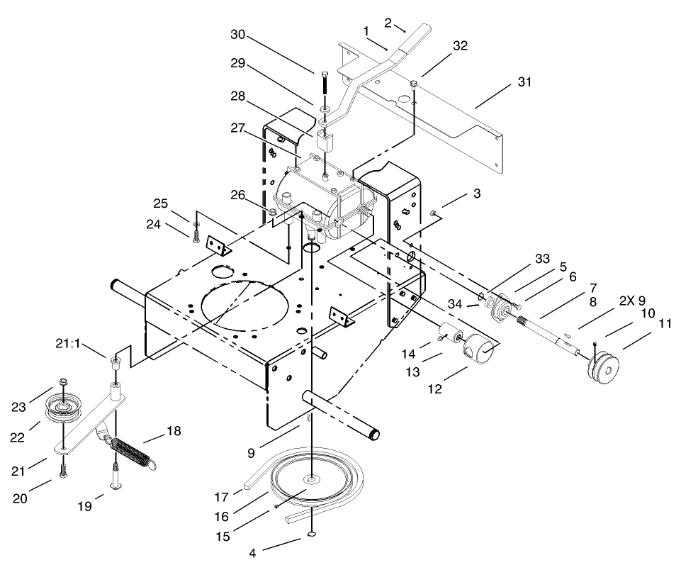 Transmission and Idler Pulley Assembly