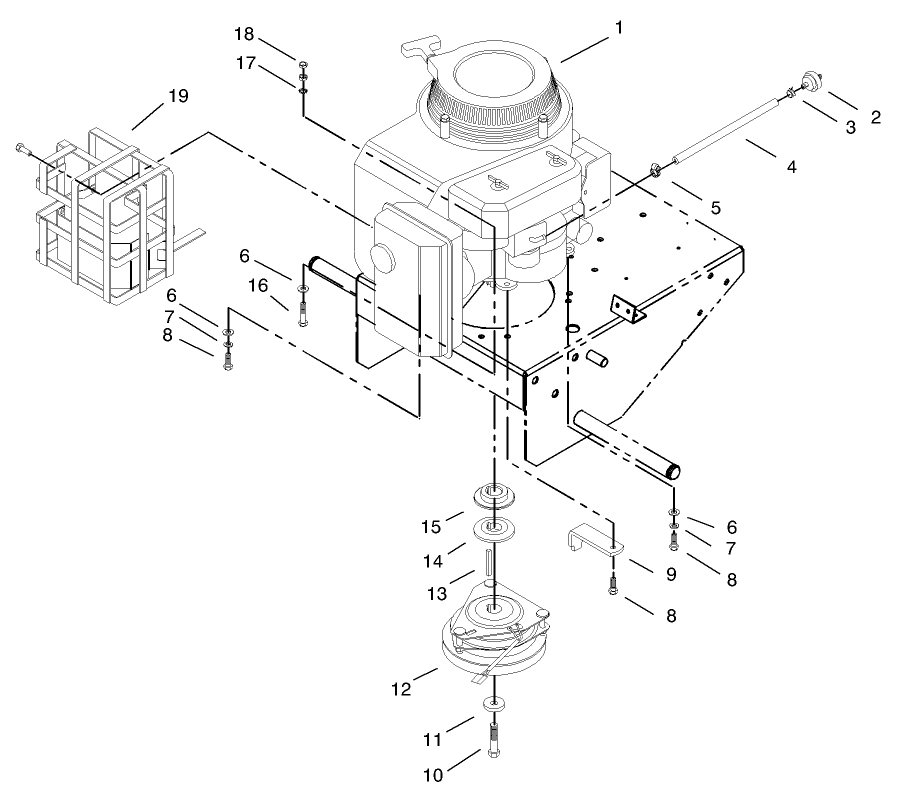Engine, Clutch and Muffler Guard Assembly