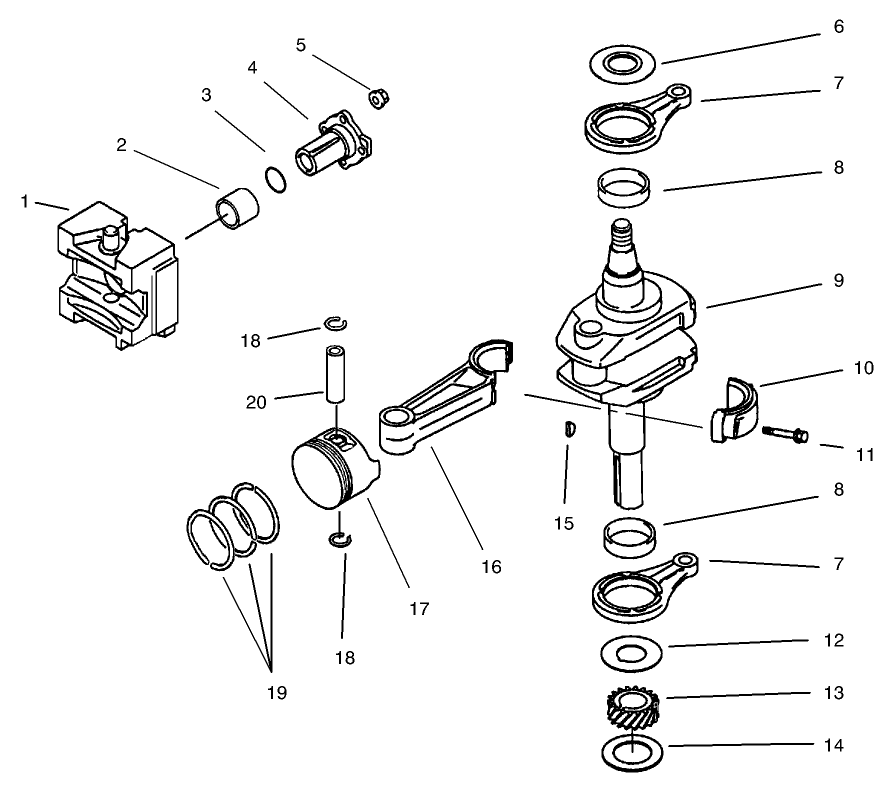 Piston and Crankshaft Assembly Kawasaki Model FB460V-LS08