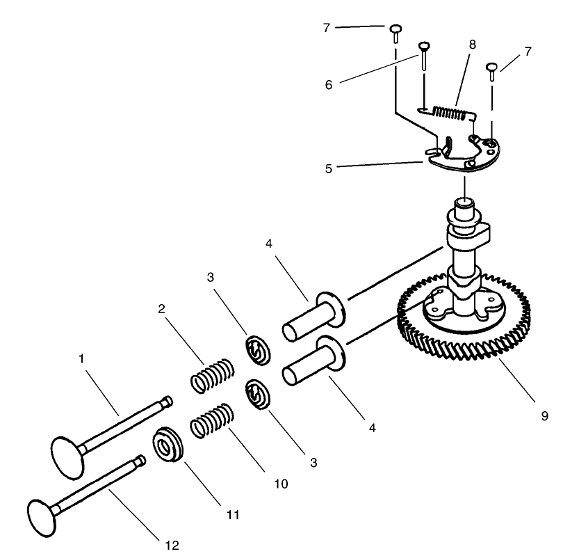 Valve and Camshaft Assembly Kawasaki Model FB460V-LS08