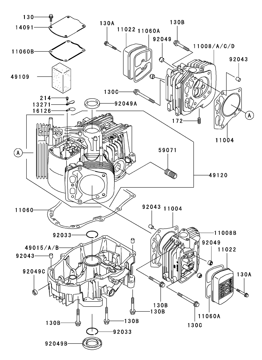 Cylinder/Crankcase Assembly Kawasaki FH601V-DS06