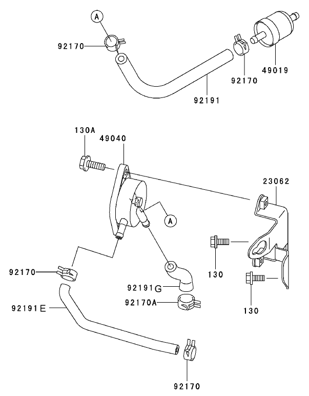 Fuel Tank/Fuel Valve Assembly Kawasaki FH601V-DS06